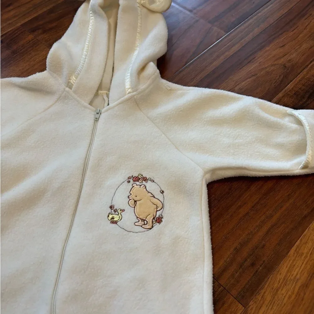 Disney Winnie the Pooh vintage fleece hooded snowsuit